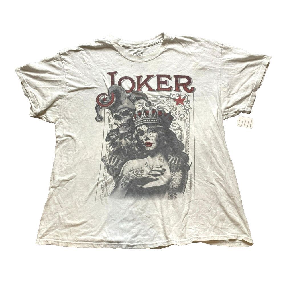 DOM Shirt Adult Extra Large White Joker Candy Skull Grunge Goth Streetwear‎ Mens